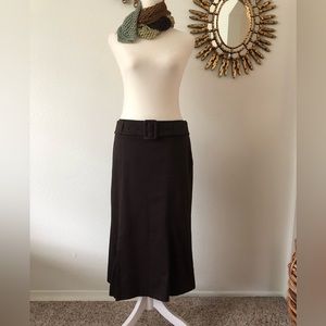 H&M dark brown midi skirt. Size 6.